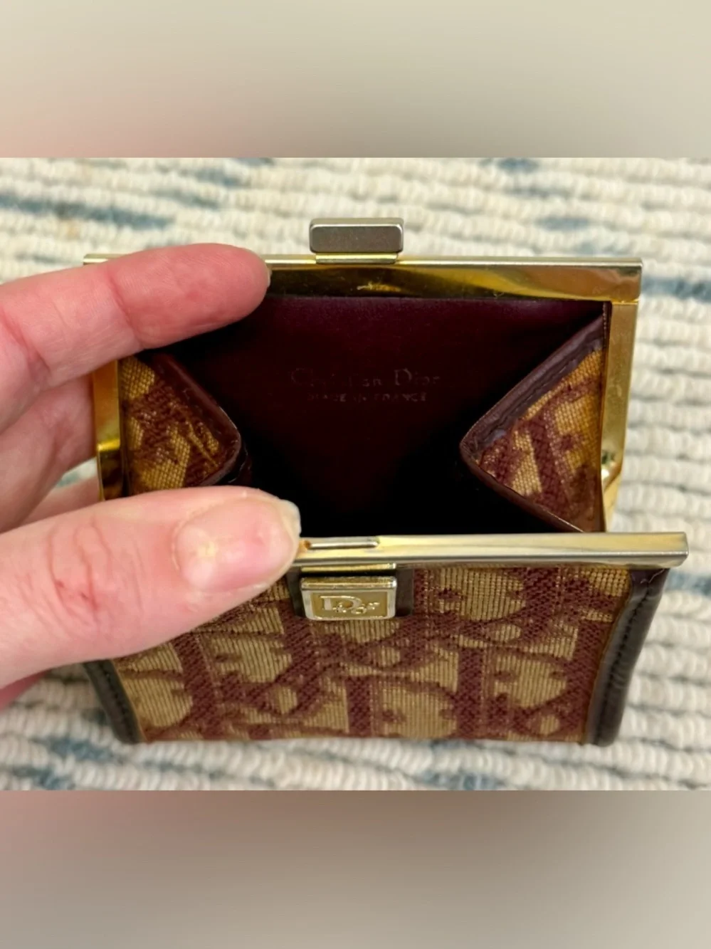 DIOR Vintage 70’s Classic Burgundy Trotter Monogram Canvas Leather Coin Purse